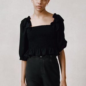 Zara Shirred Black Top